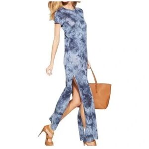 Michael Kors Navy Tie-Dye Linen Maxi Dress